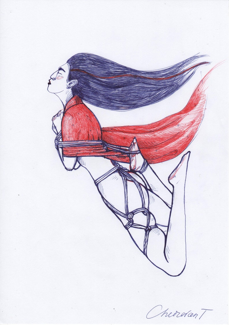 Shibari Japanese kimono rope bondage Bdsm bondage real jam Shibari suspension kinky Art print on paper
