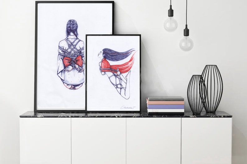 Shibari Japanese kimono rope bondage Bdsm bondage real jam Shibari suspension kinky Art print on paper