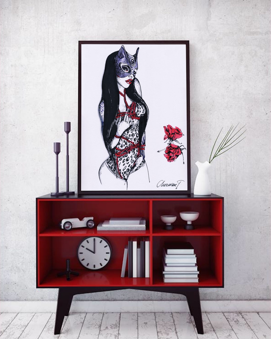 Sexy art shibari art original art on paper erotic wall art | Etsy