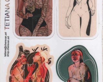 Planificador de 4 pegatinas Shibari Art para portátil: impresiones artísticas