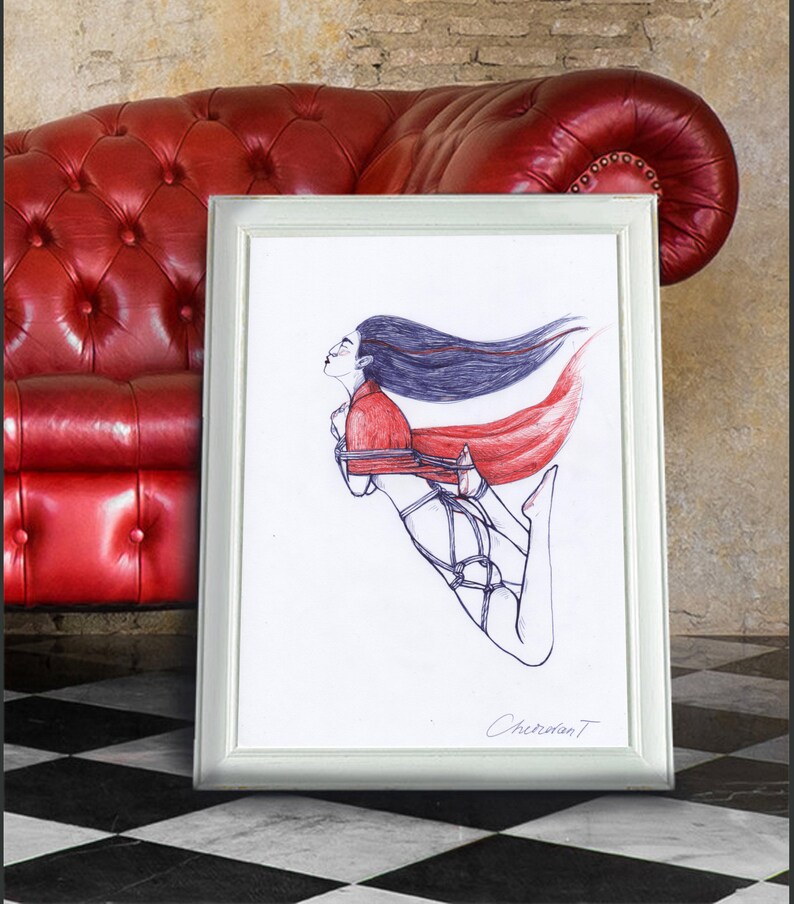 Shibari Japanese kimono rope bondage Bdsm bondage real jam Shibari suspension kinky Art print on paper