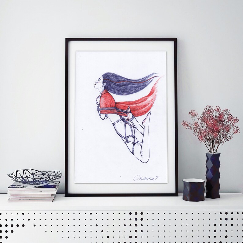 Shibari Japanese kimono rope bondage Bdsm bondage real jam Shibari suspension kinky Art print on paper