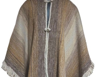 Vintage 70s Wool Poncho Cape Jacket Coat Boho Fringed Handwoven Blanket one size Bohemian Hippie Norm Thompson 60s sweater