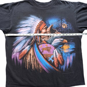 Vintage 90s Shirt Native American Indian Chief Nature Wolf Eagle USA made XL image 5