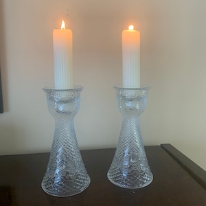 7&#39;&#39; Avon Candle Holders / Vases – Set of 2 by Fostoria Glass Co.