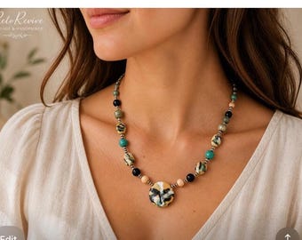 Murano Glass Statement Necklace, Multicolor Art Glass Pendant, Venetian Jewelry