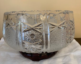 Vintage Bohemian Hand Cut Crystal Bowl - Elegant Centerpiece for Home Decor and Gifting