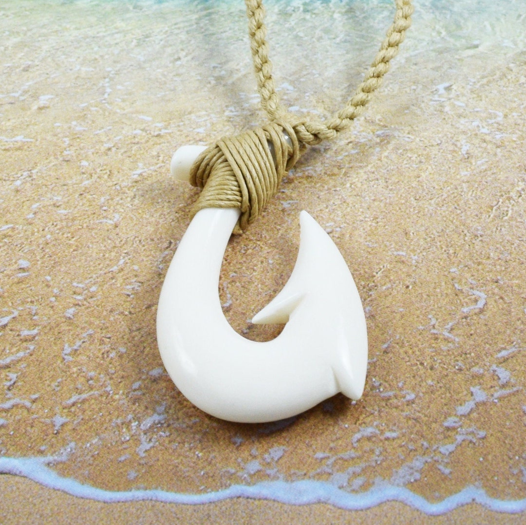 Hawaiian Fish Hook Necklace Hand Carved Buffalo Bone Fish Hook Necklace Valentine Present Anniversary Birthday Gift Etsy Canada