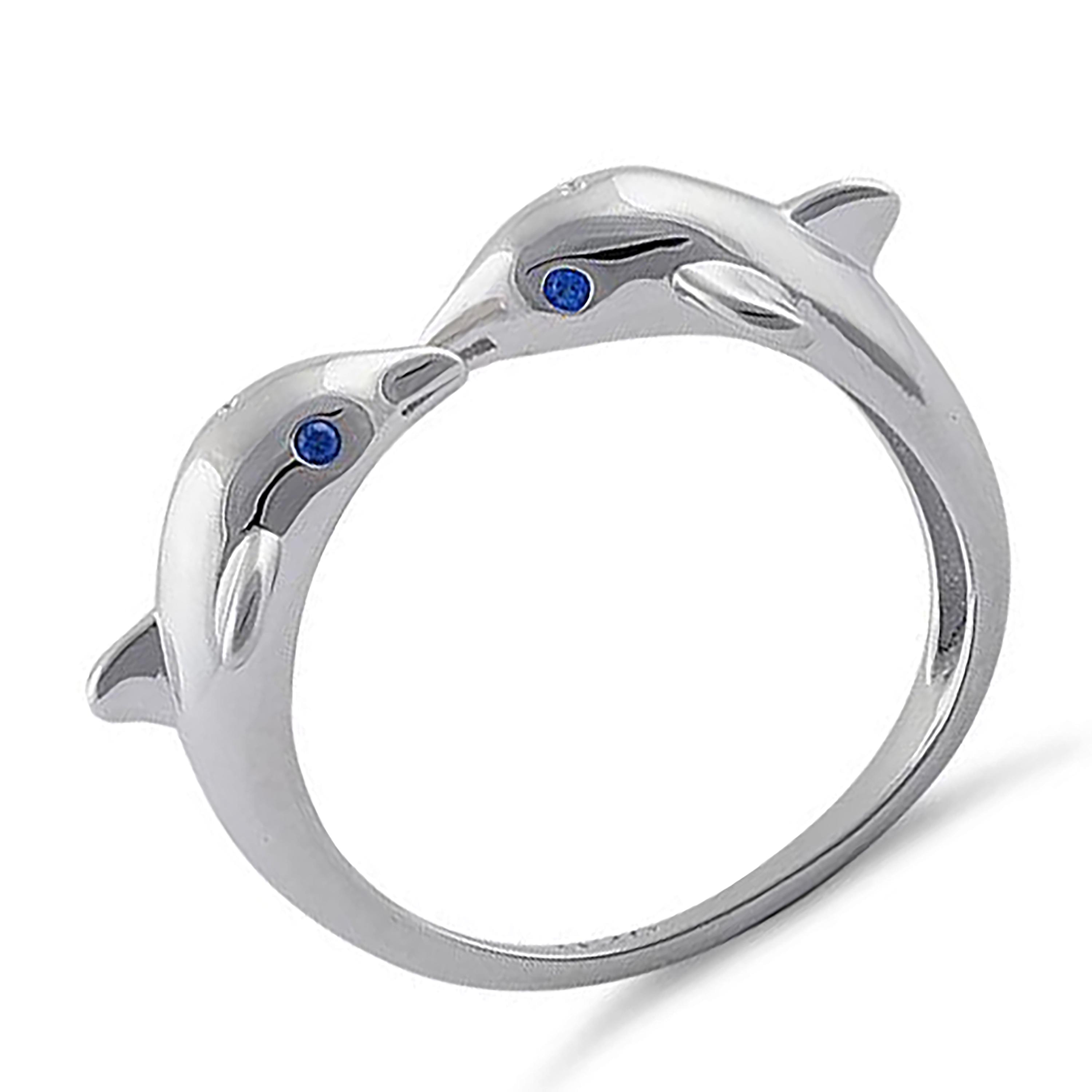 Sterling Silver Dolphin Ring: Hawaiian Blue CZ Eye Ring - Etsy