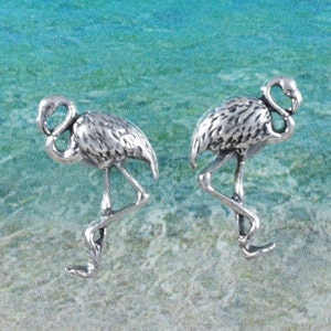 Sterling Silver Flamingo Stud Earrings: Hawaiian Jewelry Gift