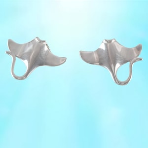 Hawaiian Manta Ray Earrings, Sterling Silver Manta Ray Stud Earrings, Hawaiian Jewelry, Christmas Anniversary Birthday Gift