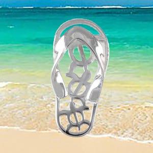 Hawaiian Sea Turtle Family Slipper Necklace,  Sterling Silver 3 Turtle Sandal Charm Pendant, Christmas Birthday Mom Gift