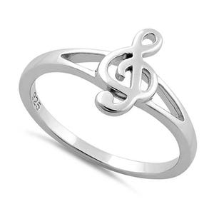 Hawaiian Treble Clef Musical Note Ring, Sterling Silver Musical Note Band Ring, W75021 Christmas Anniversary Birthday Mom Gift