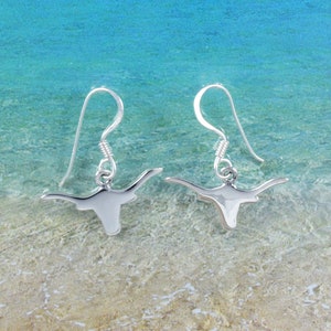 Sterling Silver Texas Longhorn Dangle Earrings: Texan Jewelry