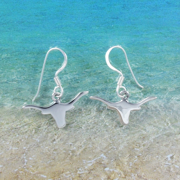Sterling Silver Texas Longhorn Dangle Earrings: Texan Jewelry