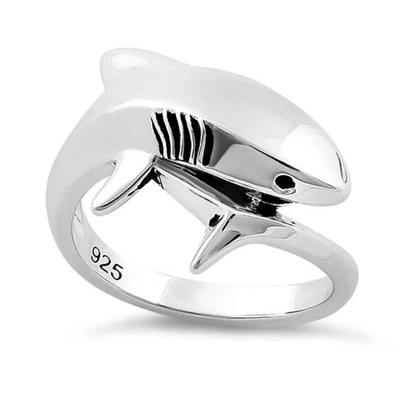 Hawaiian Large Shark Ring, Sterling Silver Shark Ring, W75006 Hawaiian Jewelry, Valentine Anniversary Birthday Mom Gift