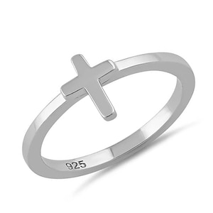 Hawaiian Cross Ring, Sterling Silver Cross Band Ring, W75024 Hawaiian Jewelry, Christmas Anniversary Birthday Mom Gift