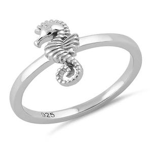 Hawaiian Seahorse Ring, Sterling Silver Sea Horse Band Ring, W75011 Hawaiian Jewelry, Christmas Anniversary Birthday Mom Gift