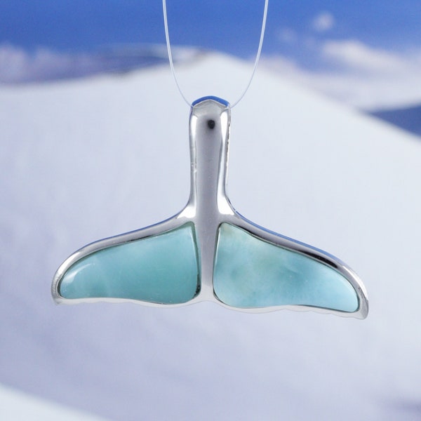 Opal Inlay Hawaiian Whale Tail Slide Pendant – 925 Sterling Silver, Blue Green, Small/Large Available