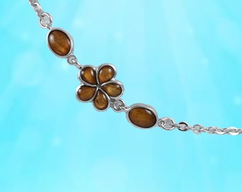 Adjustable Sterling Silver Koa Wood Plumeria Bracelet