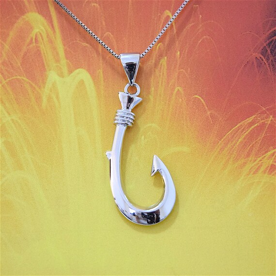 Buy Hawaiian Silver Jewelry Large Fish Hook Silver Pendant