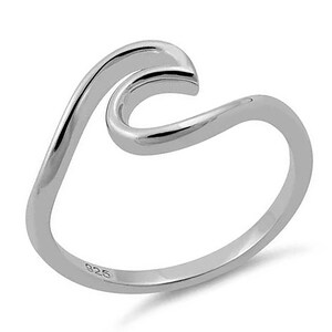 Sterling Silver Hawaiian Wave Ring: Ocean Band, Stacking Ring