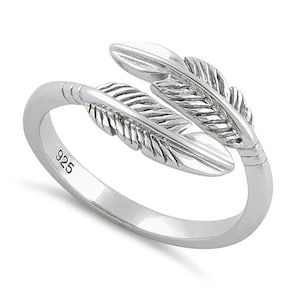 Hawaiian Doppel Feder Ring, Sterling Silber 2 Feder Ring verstellbar, W75023 Hawaiian Schmuck, Weihnachten Jahrestag Geburtstag Mutter Geschenk