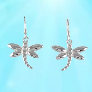 Hawaiian Dragonfly Earrings, Sterling Silver Dragonfly Dangle Earrings, Hawaiian Jewelry,  Christmas Anniversary Birthday Gift