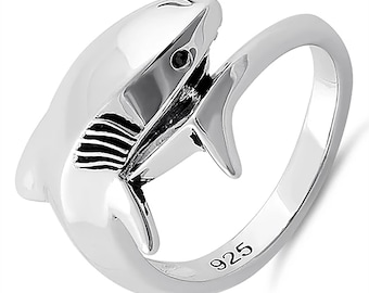 Sterling Silver Shark Ring, Hawaiian Jewelry