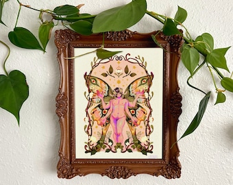 Moth Fairy Transformation Art Print
