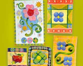One of a Kind Mini Paintings, Paper Craft, Originals, ACEO