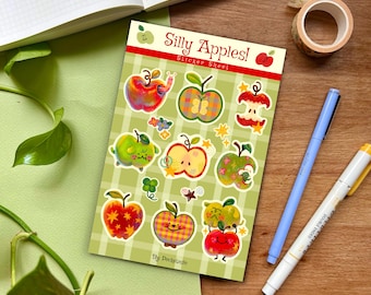 Whimsical Apple Twee Sticker Sheet