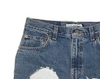 Denim Shorts Women - Cut Off Shorts - Fringe Trim - Upcycled - Recycled - Repurposed -
