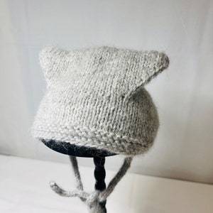 gestrickte Babymütze/Teddybär Mütze/Gechenk für Mädchen/Jungen flauschige Alpacawolle niedlich, süß.