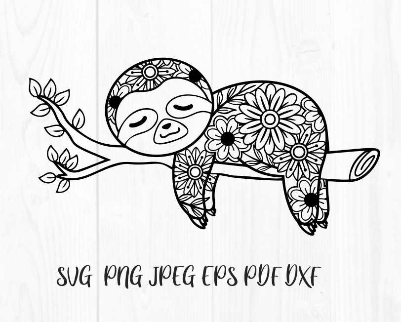 Sloth Mandala Clip Art for Cutting Machines Cricut Silhouette - Etsy