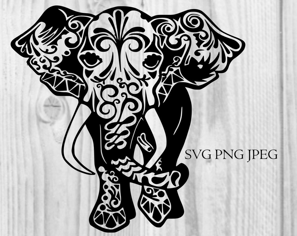 Elephant Mandala Clip Art for Cutting Machines Cricut Silhouette Digi…
