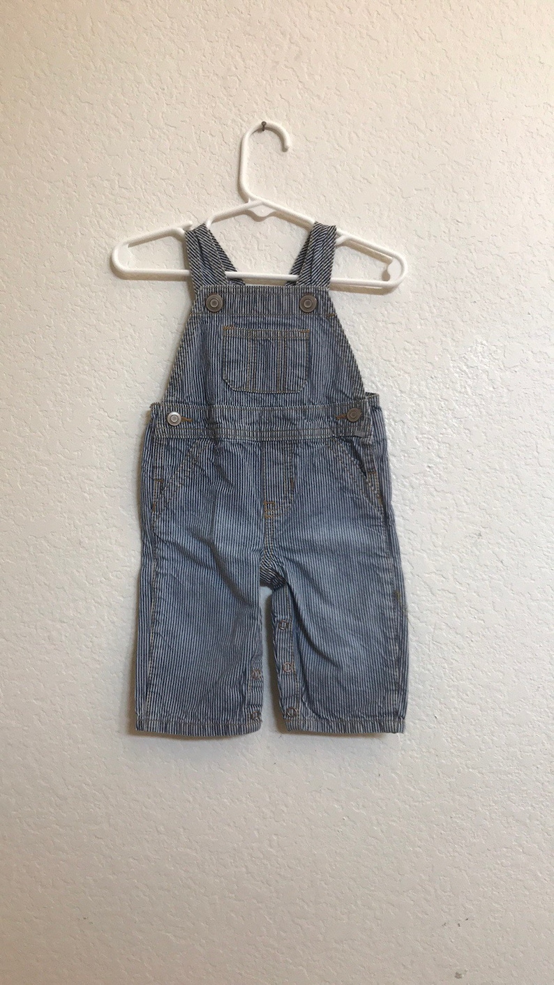 ACDC upcycled striped overalls baby unisex 3-6 months