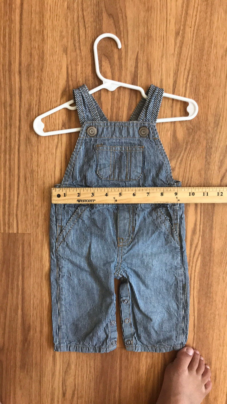 ACDC upcycled striped overalls baby unisex 3-6 months
