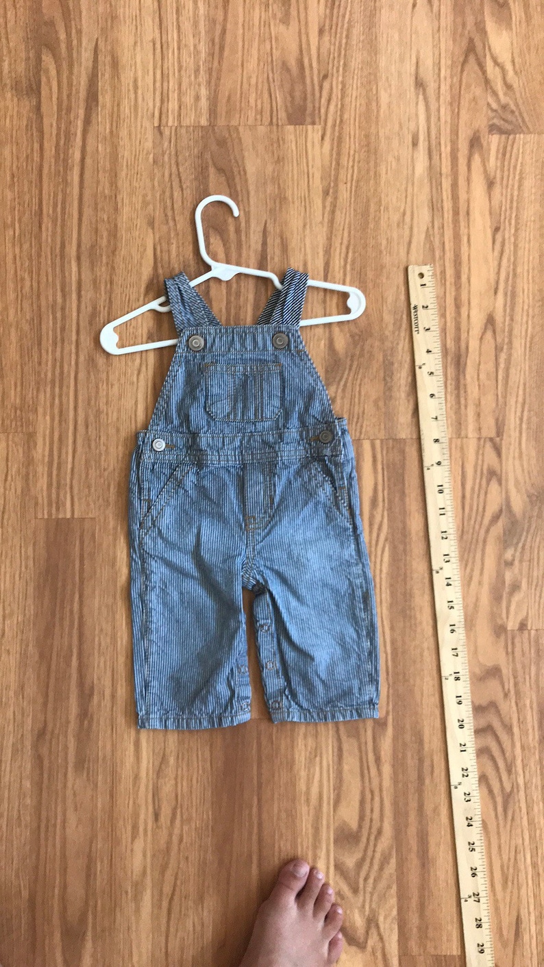 ACDC upcycled striped overalls baby unisex 3-6 months