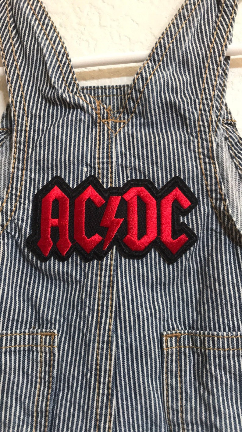 ACDC upcycled striped overalls baby unisex 3-6 months