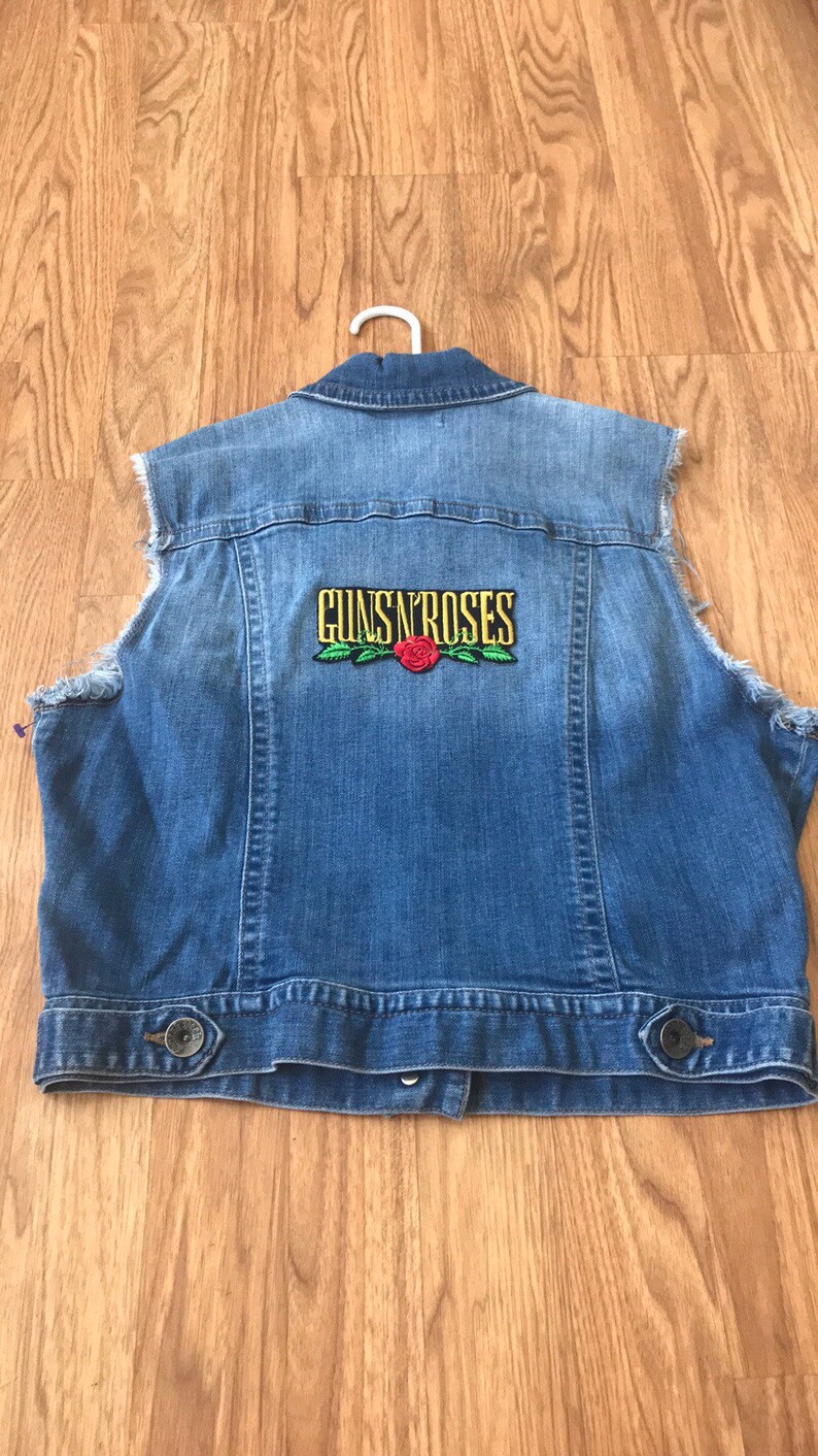 Guns N Roses upcycled jean jacket denim jacket by sneak peek size medium