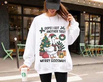 Sudadera navideña divertida de ganso - Suéter navideño de ganso / Ropa navideña con humor, jersey navideño unisex y regalo único para los amantes de los gansos