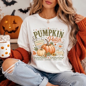 Sudadera Pumpkin Patch, Sudadera Fall Harvest Market, Sudadera Farm Fresh Pumpkin Season Pullover, Idea de regalo acogedora para paseo en carreta de manzanas de otoño