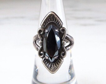 Hematite Stone Ring Stackable Ring Silver Crystal Jewelry for Her Polished Stone Band Ring Stacking Ring