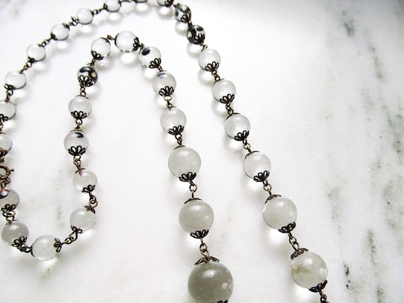 1920s Art Deco Pools of Light Glass Bead Necklace… - image 3