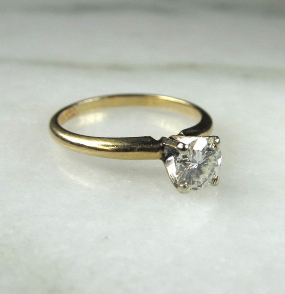 Vintage 14K Yellow Gold Round Diamond Solitaire E… - image 6