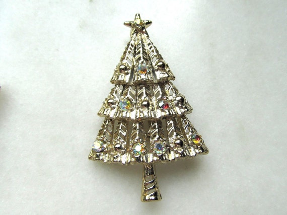 Vintage Rhinestone Christmas Brooches & Pin Snowm… - image 5