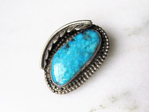 Navajo Large Spiderweb Turquoise & Sterling Silve… - image 2