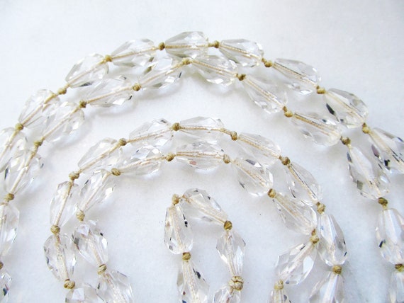 Vintage Art Deco Faceted Clear Glass Beaded Neckl… - image 5