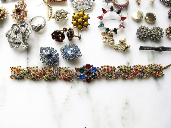 Vintage Rhinestone Costume Jewelry Lot Sterling D… - image 2